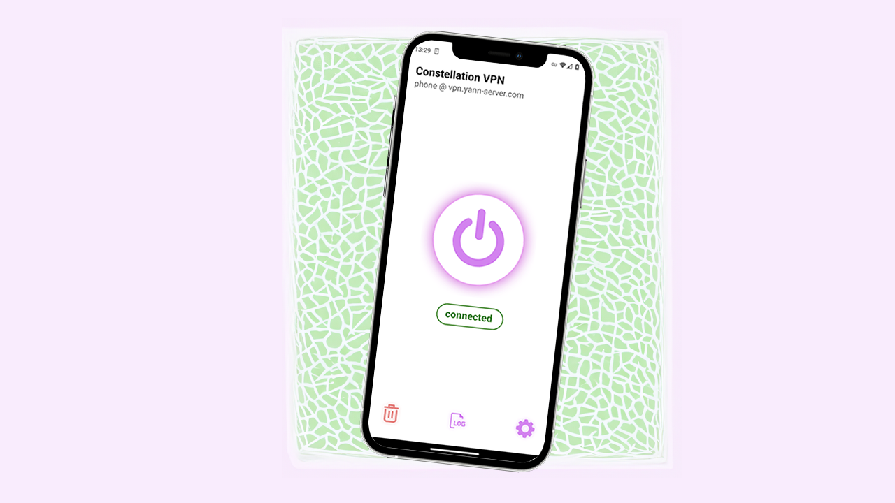 VPN mobile app showing connected status